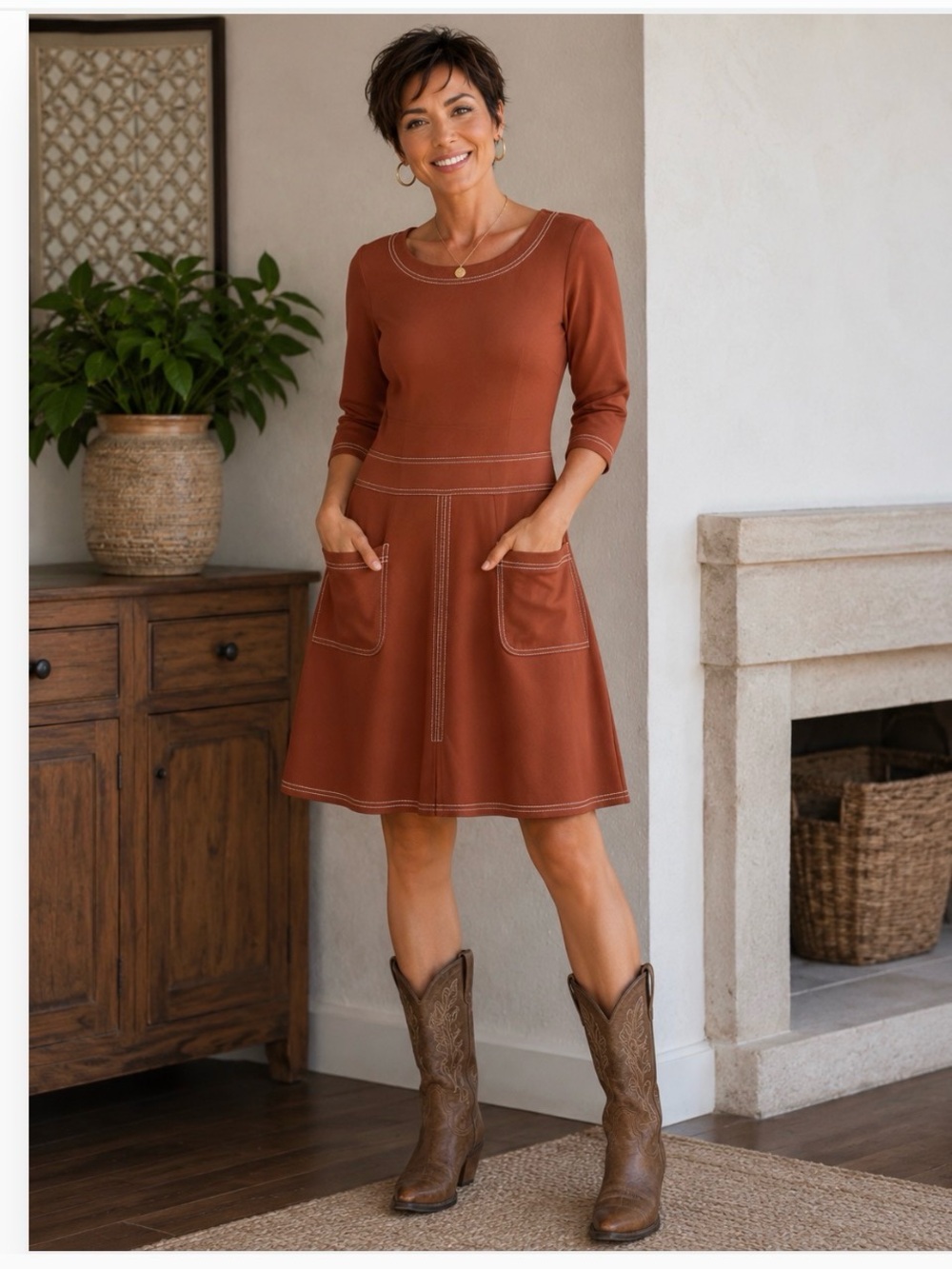 Spartina 449 Rust A-Line Pocket Dress